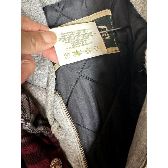 Field & Stream Hooded Flannel Shirt Jacket Men’s XXL Burgundy/Gray Zip Front - Picture 6 of 11